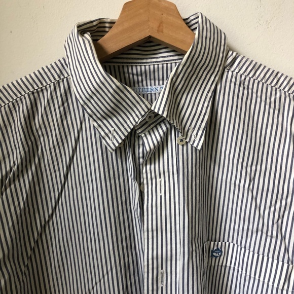 SOUTHERN TIDE Men’s Blue White Stripe Button Down Shirt Long Sleeve Size L - Picture 3 of 9